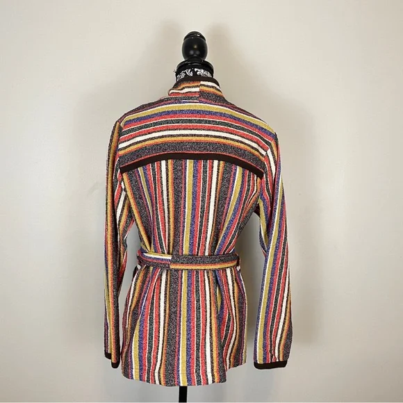 Anthro AKEMI + KIN Kimono S Arya Mansoura Colorful Stripe Boho Wrap Maximalist - Picture 7 of 11